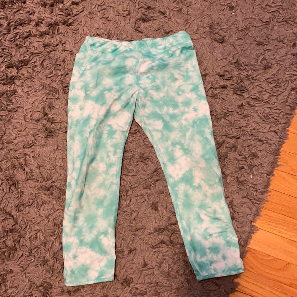 tie dye teal yoga pants